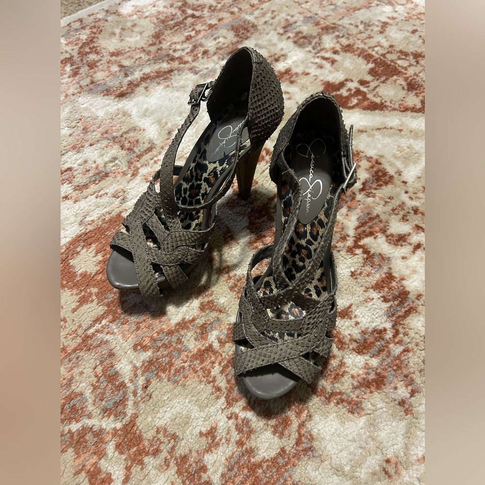 Jessica Simpson Charcoal Strappy Heels